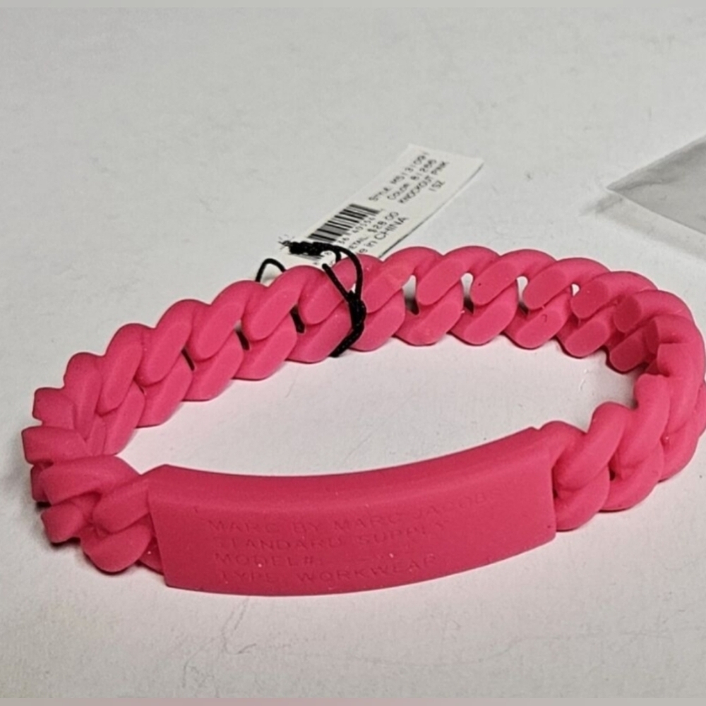 Marc By MarcJacobs bright Pink Standard Supply Braided Silicone Rubber Bracelet